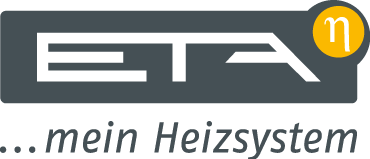 Logo von ETA mit dem Slogan "... mein Heizsystem" in modernem Design.