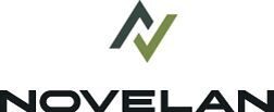 Novelan Logo von Novelan mit stilisierten Buchstaben A und V in Grün und Schwarz.